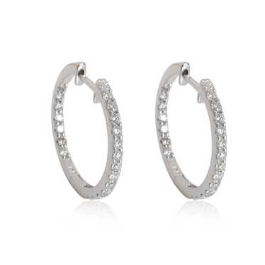 Other Diamond Hoop Earring in 14k White Gold 1 CTW