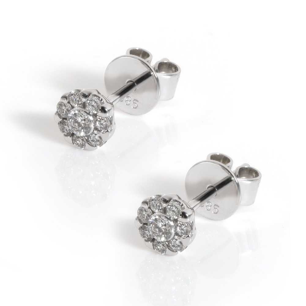 Other Diamond Cluster Stud Earrings in 14K White … - image 2