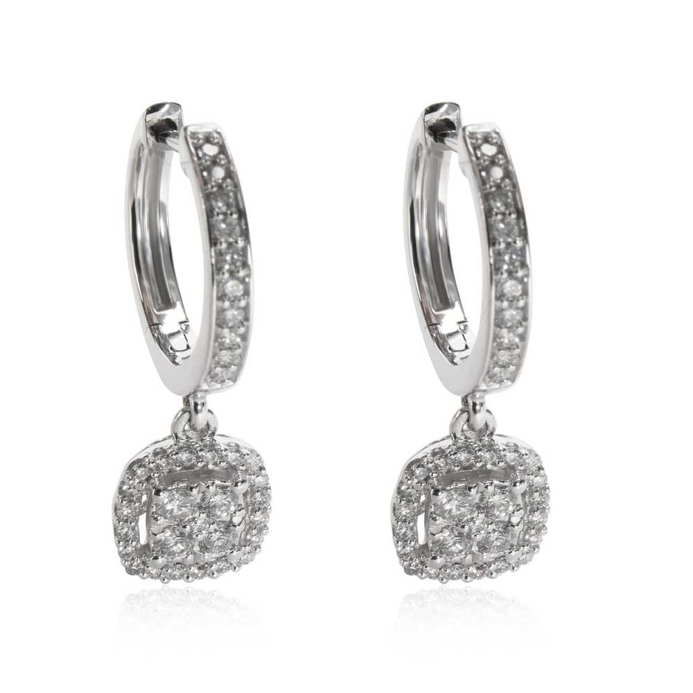 Other Diamond Cluster Drop Earring in 14K White G… - image 1