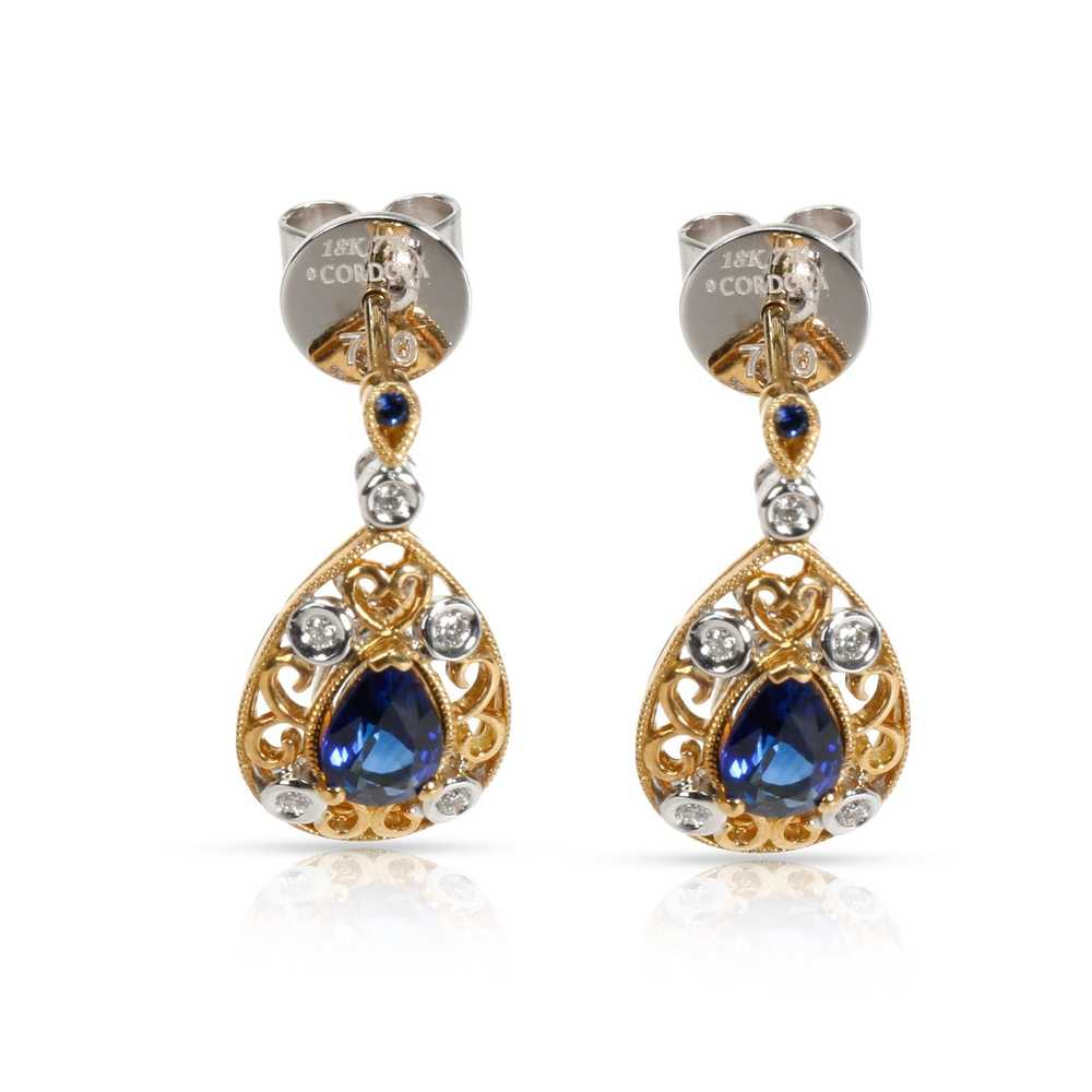 Other Diamond & Sapphire Drop Earrings in 18KT Tw… - image 1