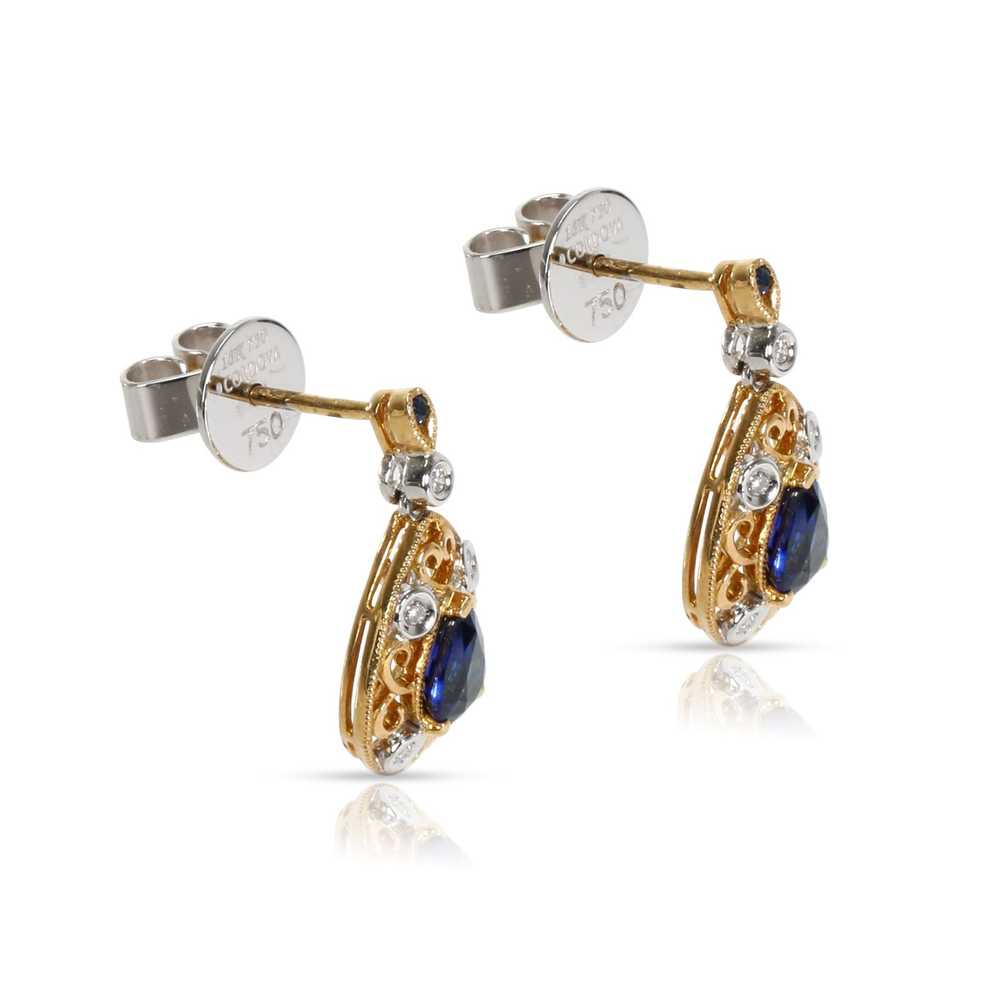 Other Diamond & Sapphire Drop Earrings in 18KT Tw… - image 2