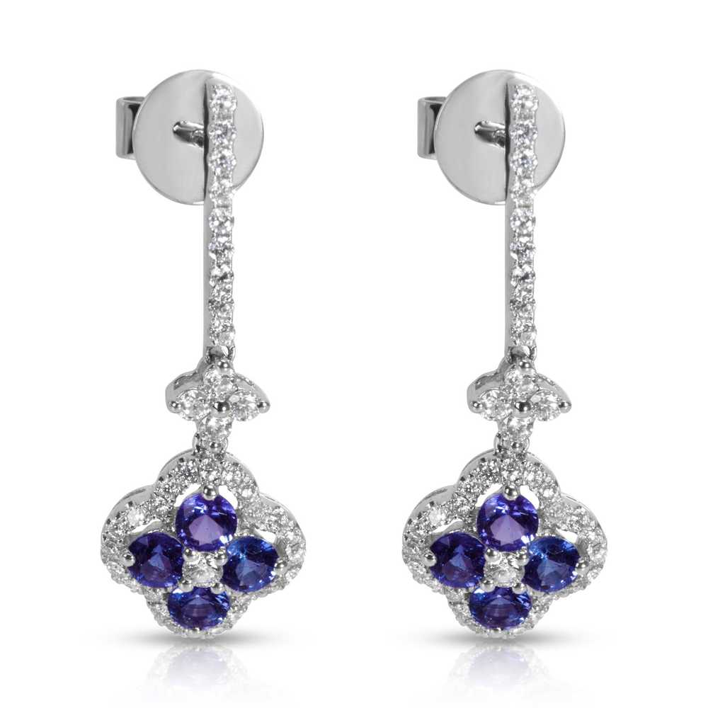 Other Diamond & Sapphire Clover Drop Earring in 1… - image 1