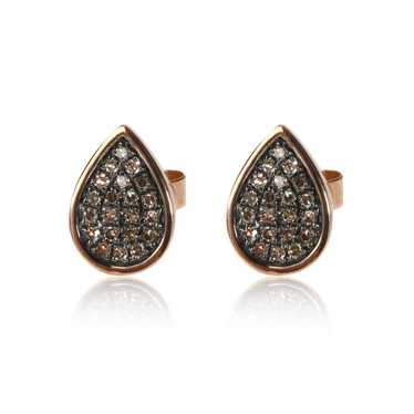 Other Brown Diamond Tear Drop Stud Earrings 14K R… - image 1