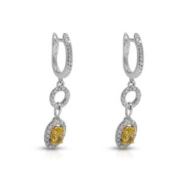 Other Yellow Diamond Hanging Earrings in 18k Two … - image 1