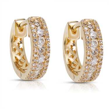 Other Diamond Huggie Hoop Earrings in 14K Gold (0… - image 1