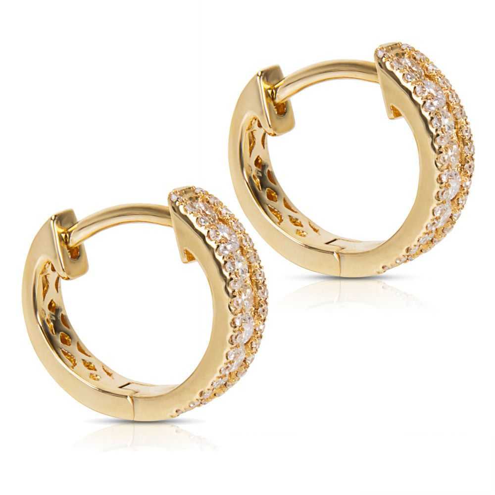 Other Diamond Huggie Hoop Earrings in 14K Gold (0… - image 2