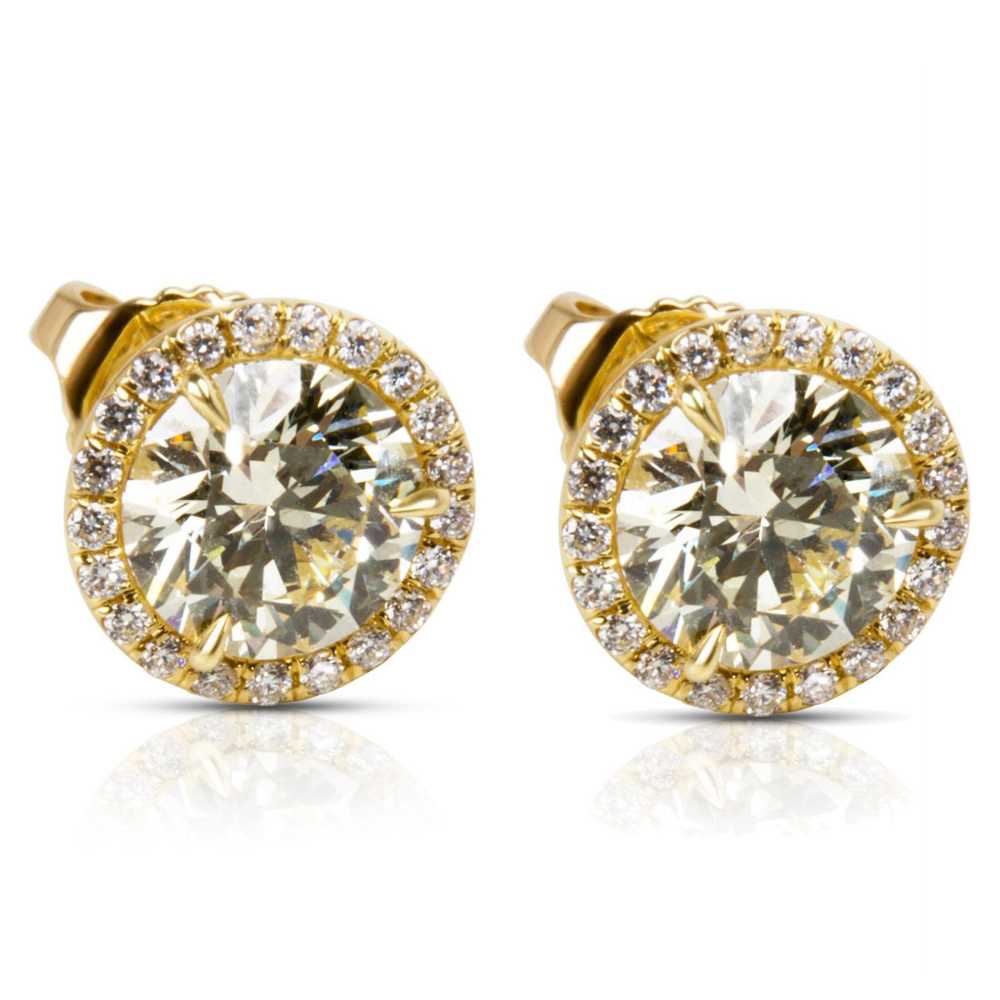 Other Diamond Halo Studs in 18k Yellow Gold (2.27… - image 1