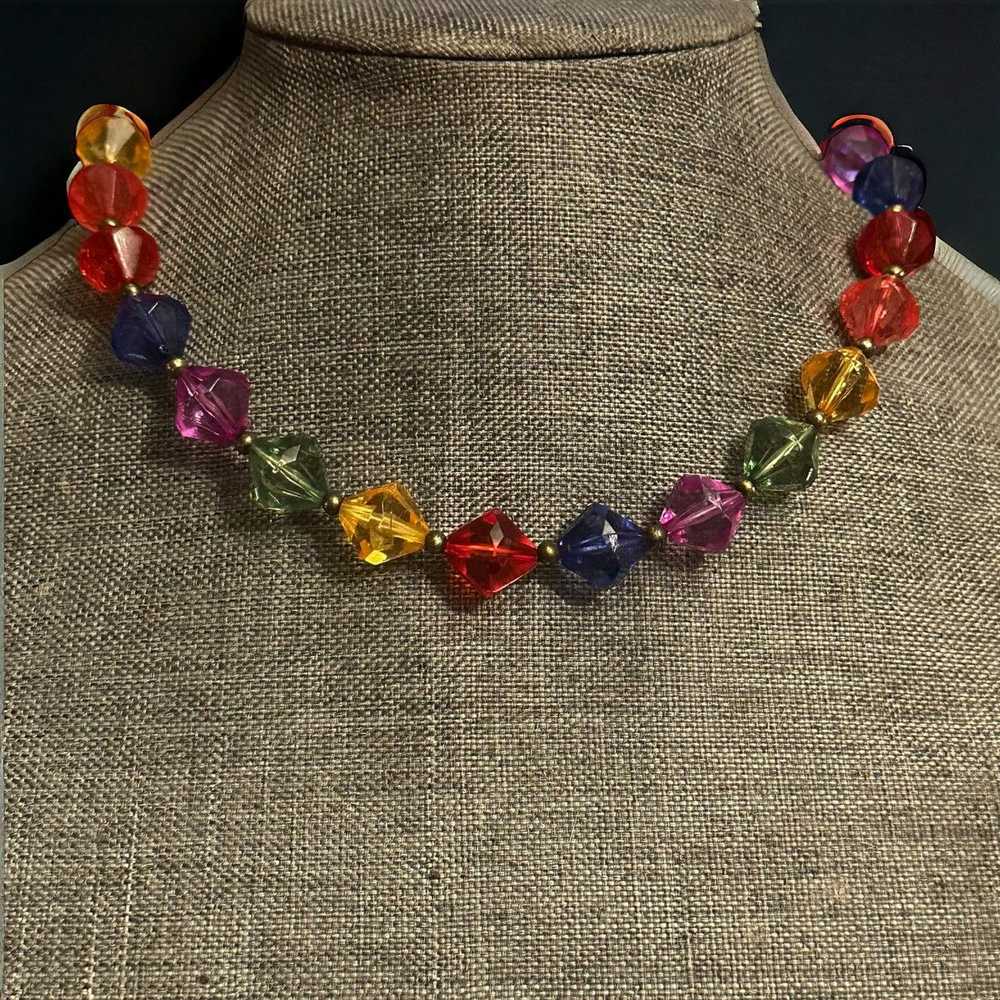 Vintage Vintage multicolor lucite bead necklace - image 1