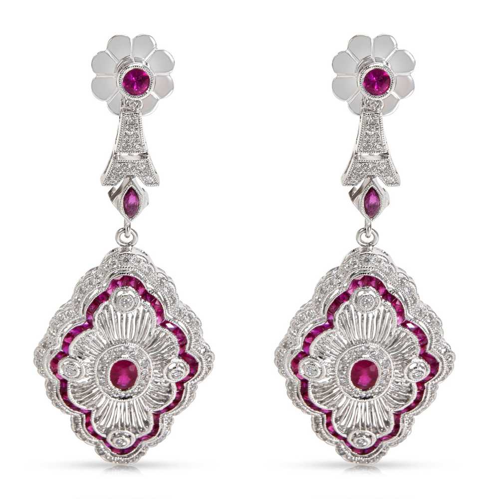 Other Art Deco Diamond & Ruby Fashion Earrings in… - image 1