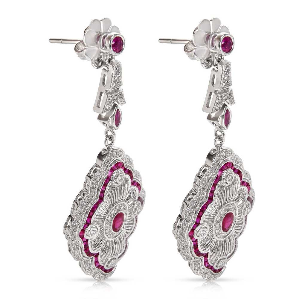 Other Art Deco Diamond & Ruby Fashion Earrings in… - image 2