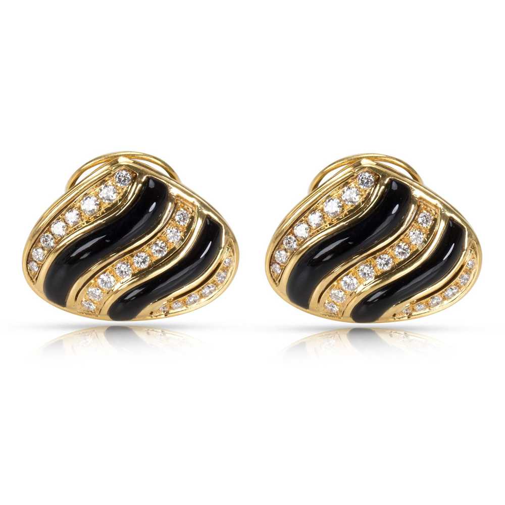 Other Black Onyx & Diamond Earrings in 18K Yellow… - image 1