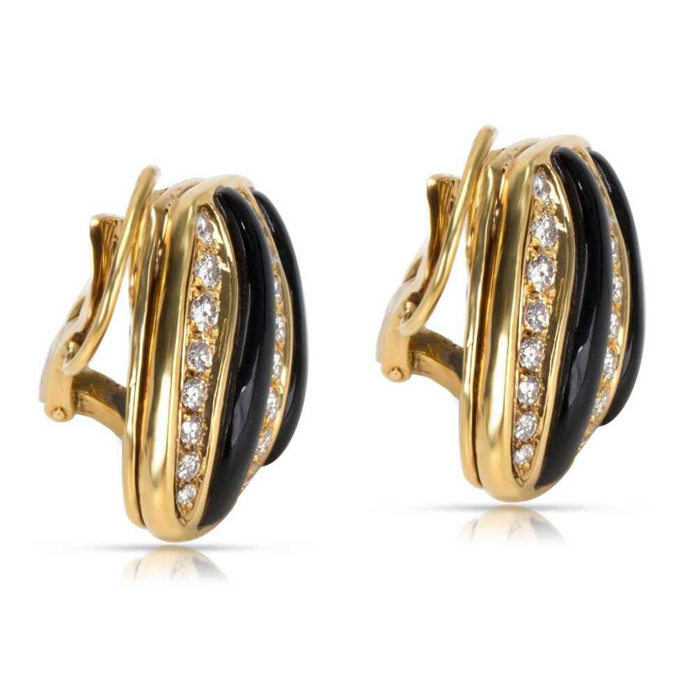 Other Black Onyx & Diamond Earrings in 18K Yellow… - image 2