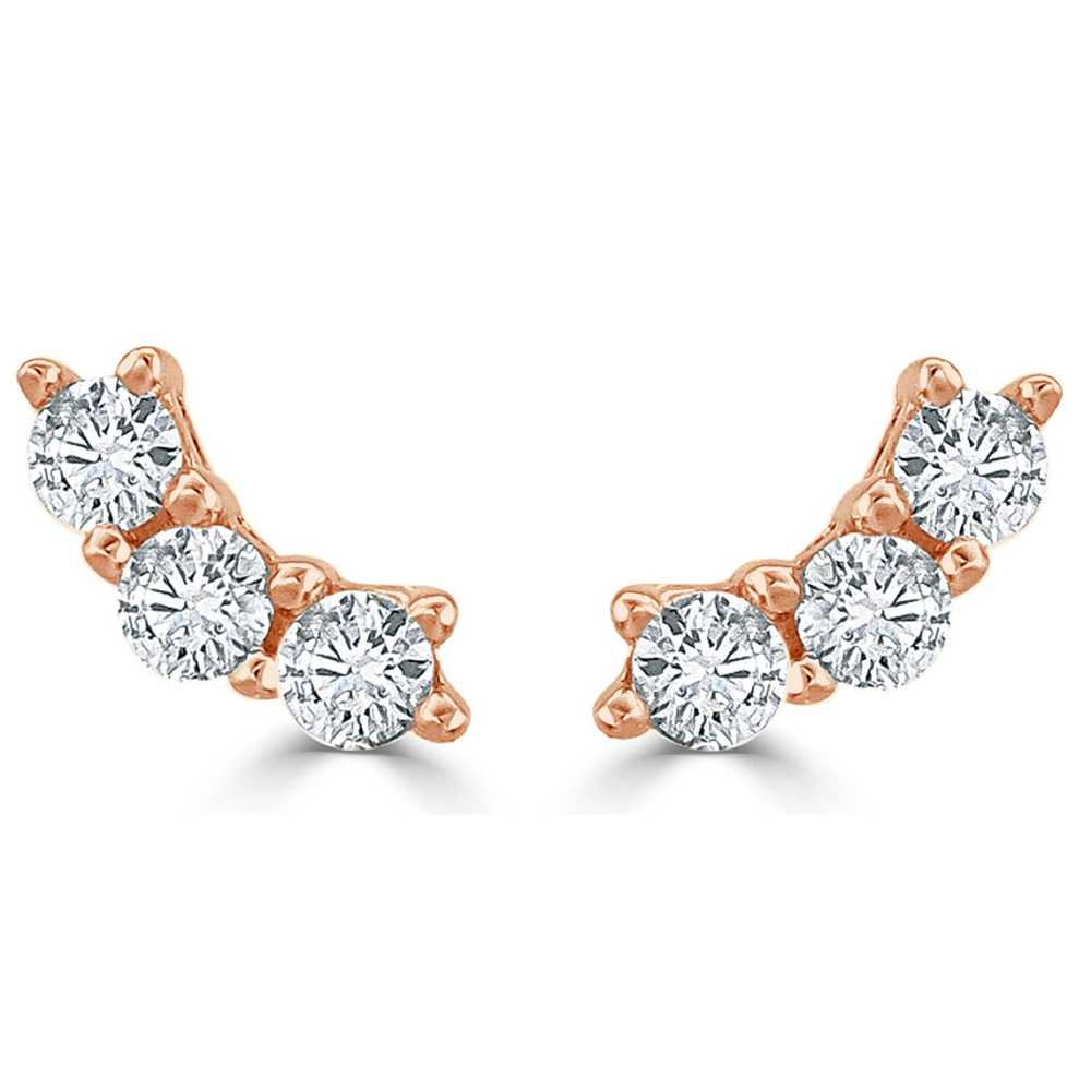 Other 14k Rose Gold & Diamond Stud Earrings - image 1