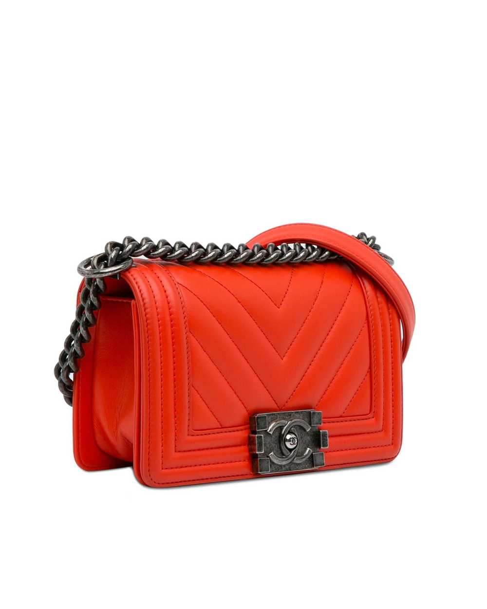 Chanel Quilted Leather Shoulder Bag with Chevron … - image 2