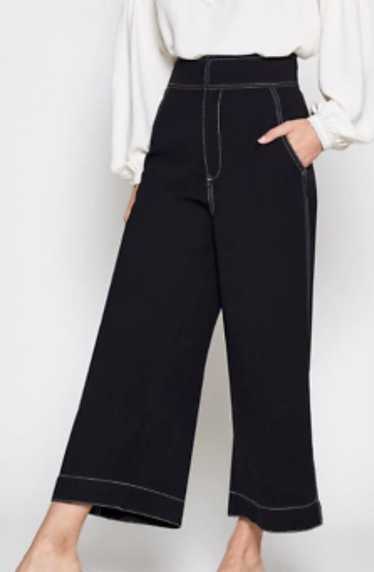 Joie Tabea Black Flat Front Slash Pocket Wide Leg 