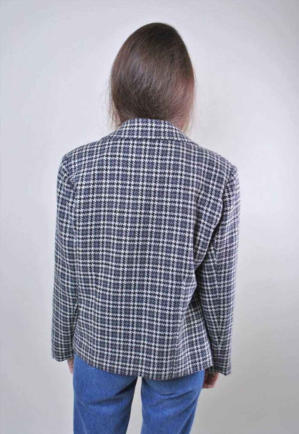 80s grey plaid women suit blazer, Size M - image 2