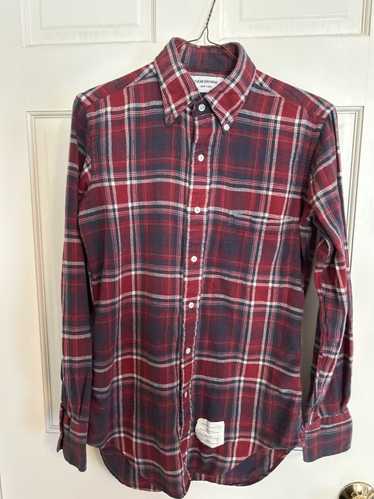 Thom Browne Lightweight Plaid Flannel Button Down 