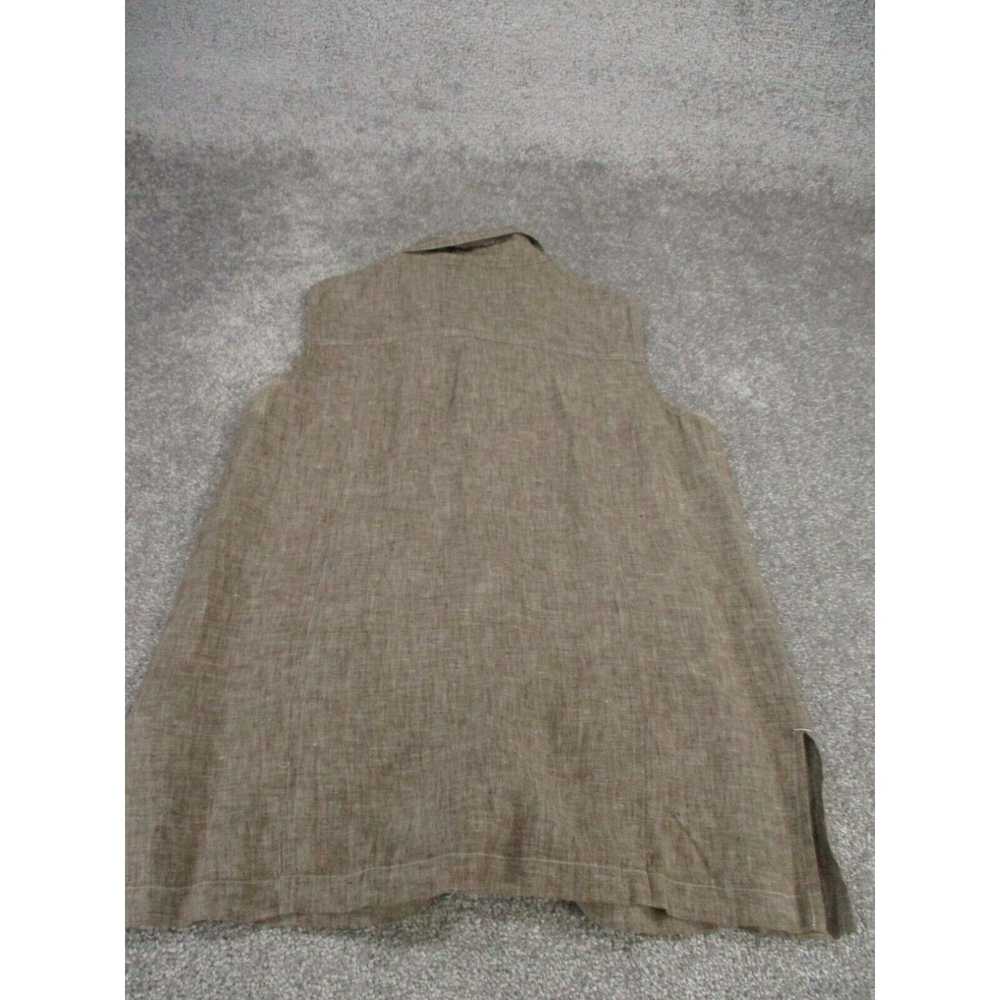Vintage Chico's Shirt Womens Brown Linen Sleevele… - image 2