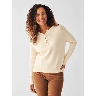 Faherty Faherty Cozy Cotton Henley Sweater In Beig