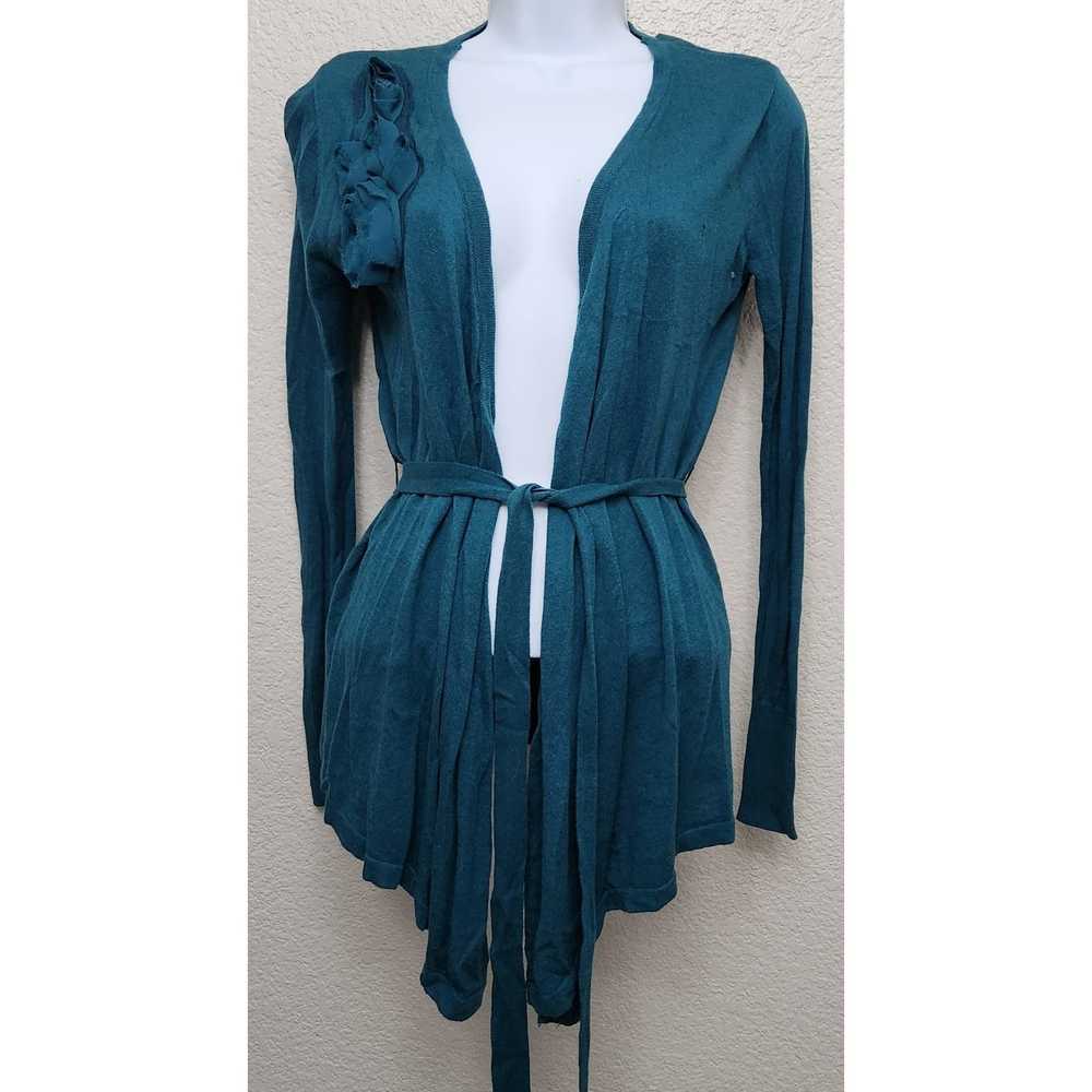 Other Elle Green Blue Material Rosettes On Bodice… - image 1