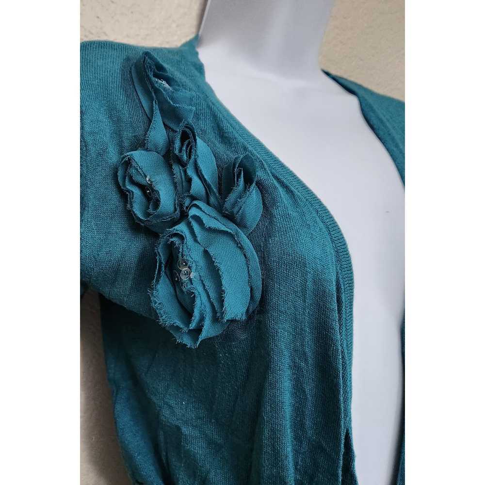 Other Elle Green Blue Material Rosettes On Bodice… - image 2