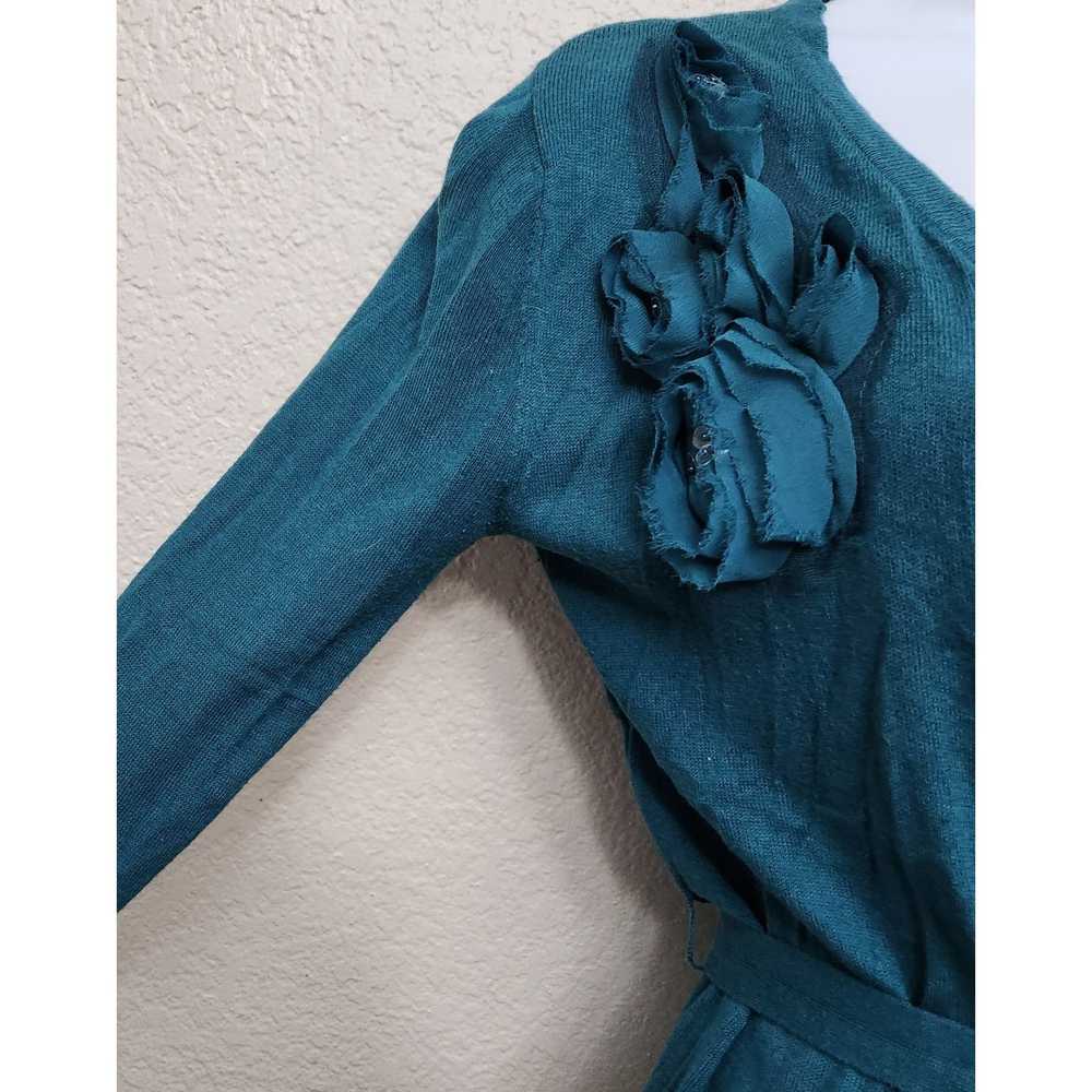 Other Elle Green Blue Material Rosettes On Bodice… - image 3