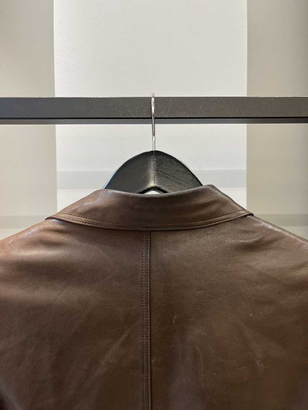 Gucci Gucci Vintage Brown Leather Blazer Jacket - image 2