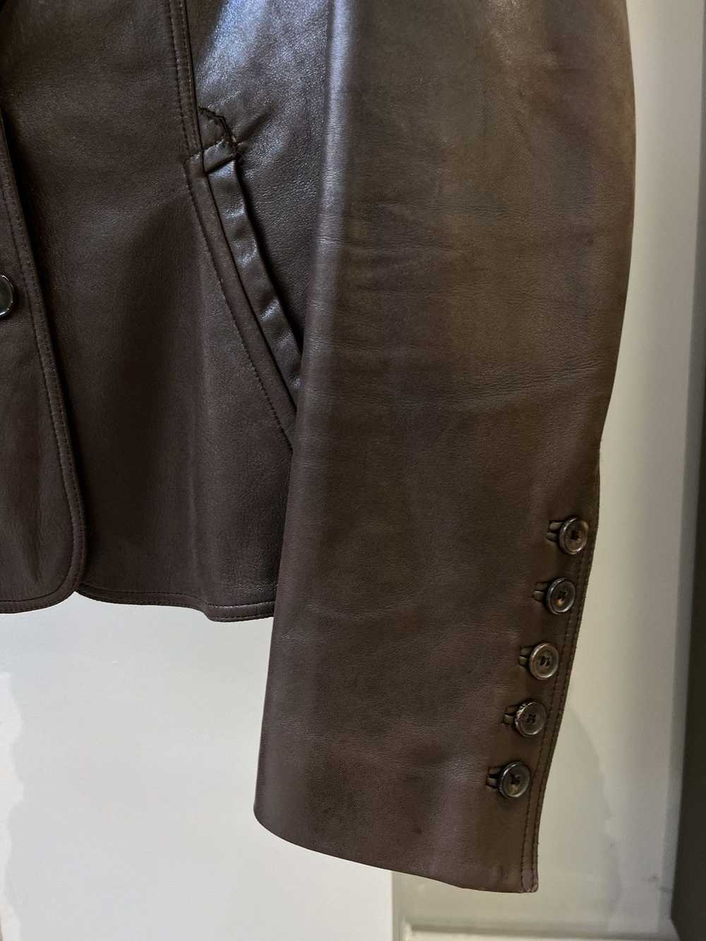 Gucci Gucci Vintage Brown Leather Blazer Jacket - image 6