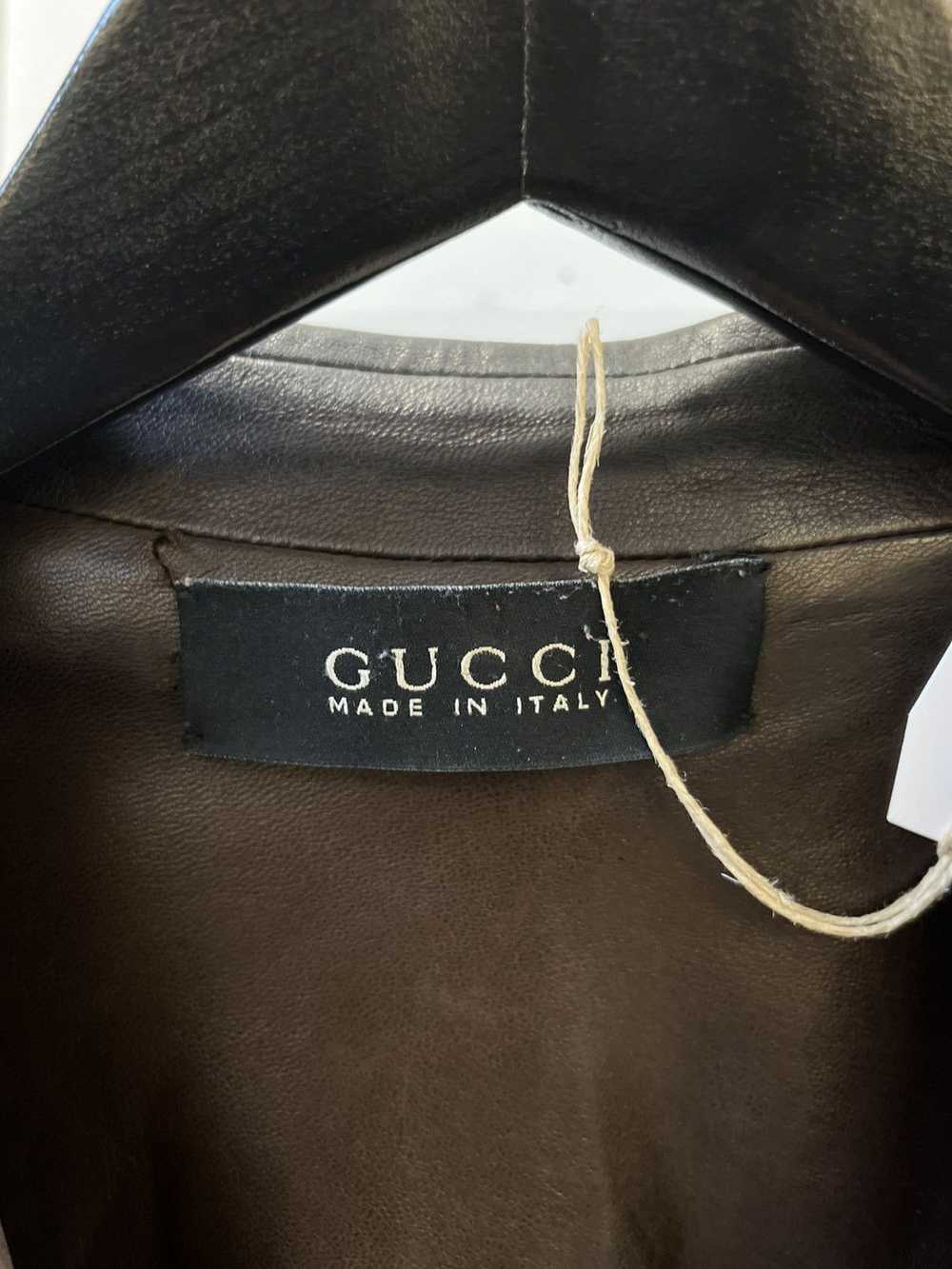 Gucci Gucci Vintage Brown Leather Blazer Jacket - image 7