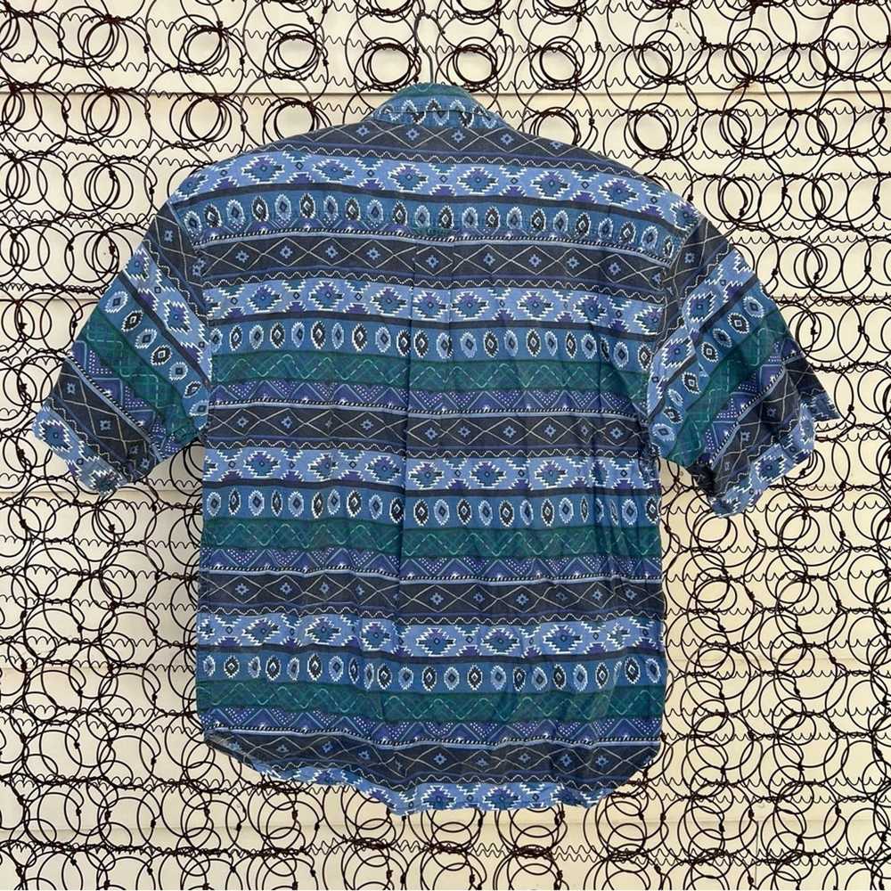 Vintage Vintage blue Aztec Southwestern short sle… - image 3