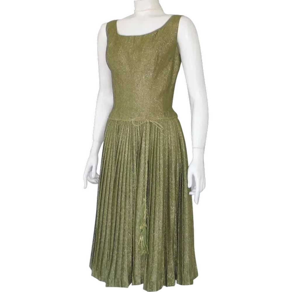Vintage 1960s Shimmering Party Cocktail Dress Gol… - image 2