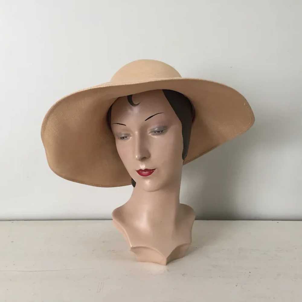 Vintage 1970s Large Straw Sunhat with Red Poppy F… - image 2