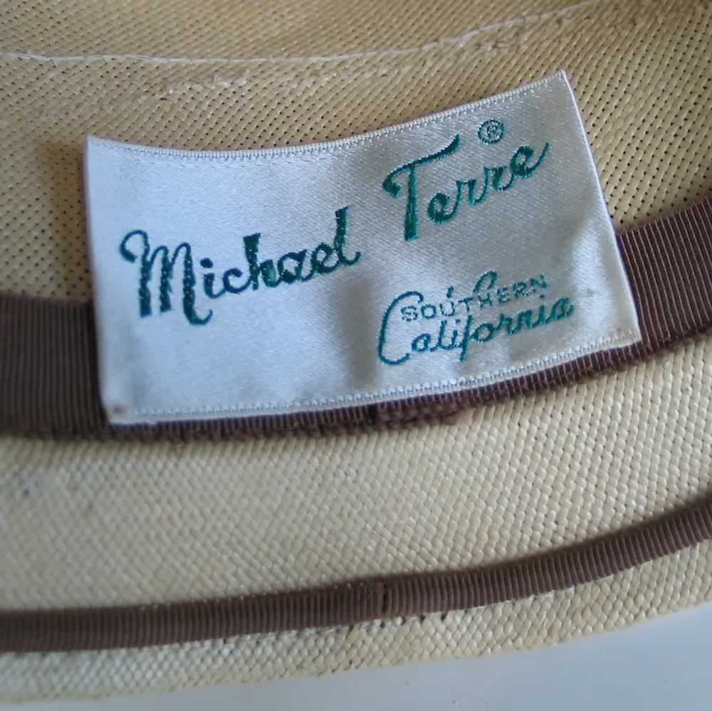 Vintage 1960s Summer Straw Hat with Orange Brown … - image 7