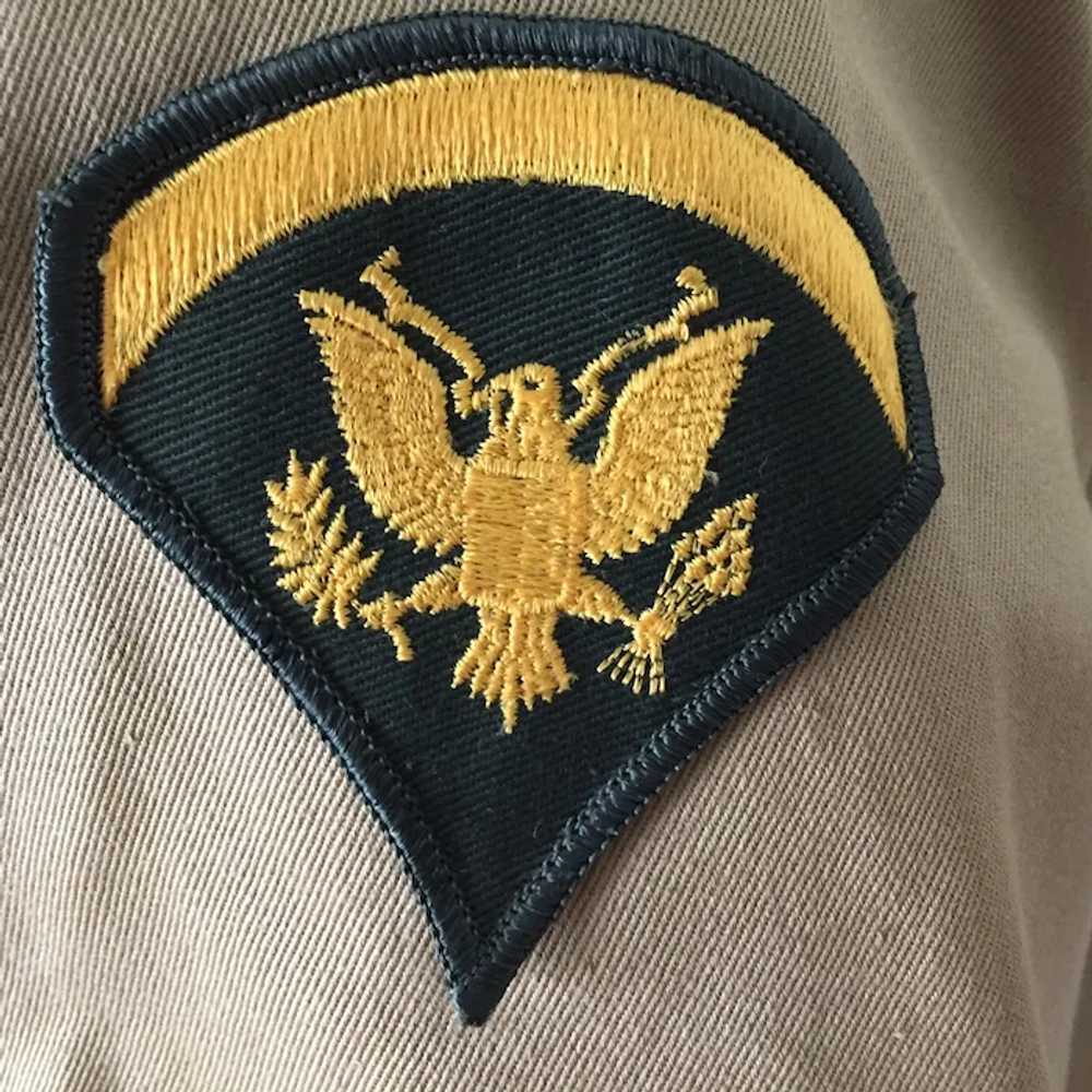 1960s Vintage Khaki Military Uniform Shirt with B… - image 4