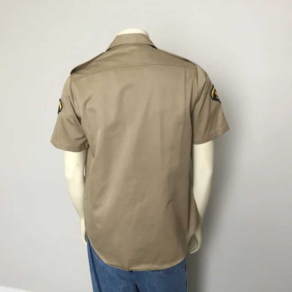 1960s Vintage Khaki Military Uniform Shirt with B… - image 6