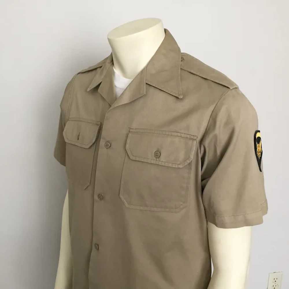 1960s Vintage Khaki Military Uniform Shirt with B… - image 7