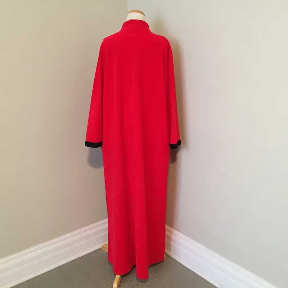 Vintage 1970s Red Plush Velour Lounging Robe with… - image 5