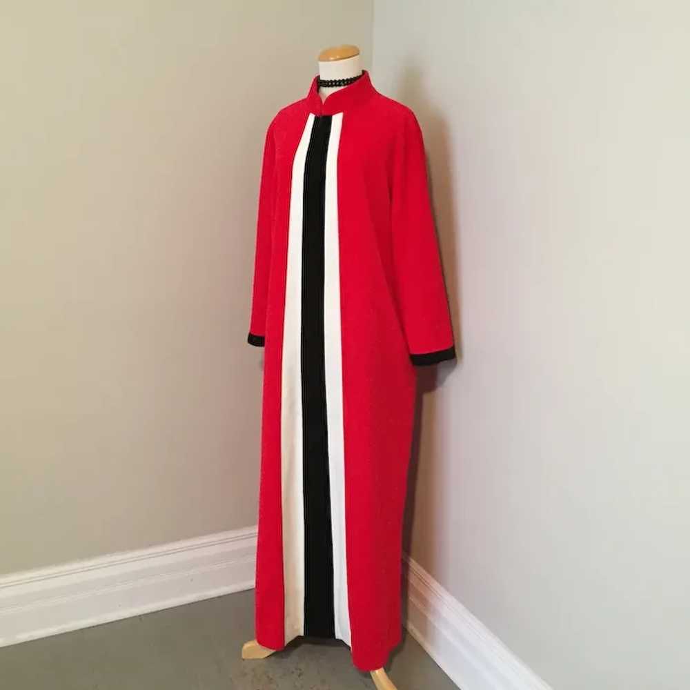 Vintage 1970s Red Plush Velour Lounging Robe with… - image 6