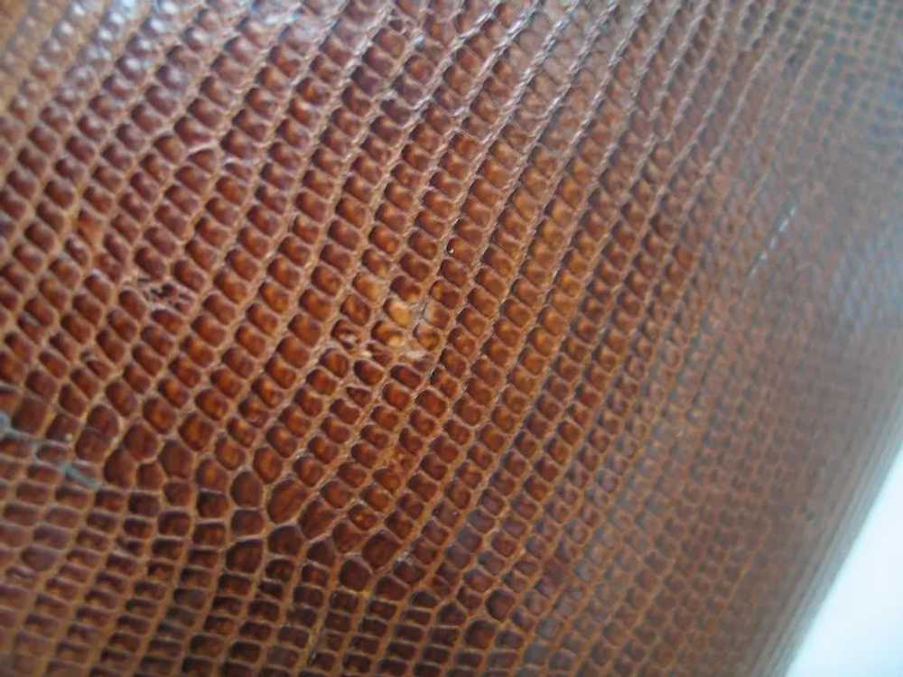 Vintage 1960s Cylindrical Brown Reptile Snake Lea… - image 7