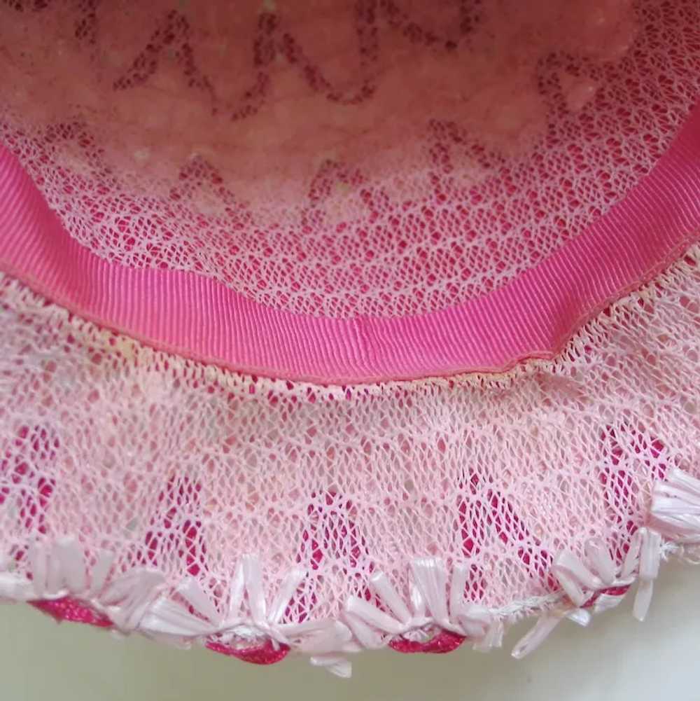 Vintage 1960s Pink Novelty Weave Summer Straw Bub… - image 5