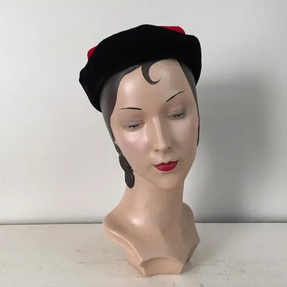 Vintage 1940s 1950s Red and Black Velveteen Winte… - image 7