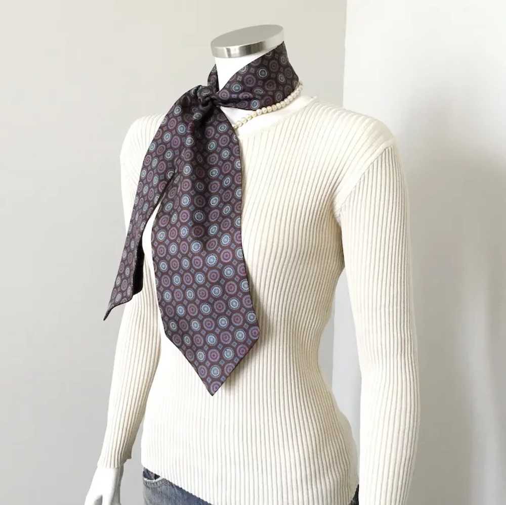 Vintage 1970s CHRISTIAN DIOR Silk Pussy Bow Neck … - image 10