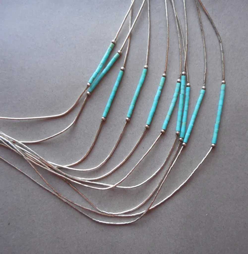 Native American 10 Strand Necklace Sterling Liqui… - image 3