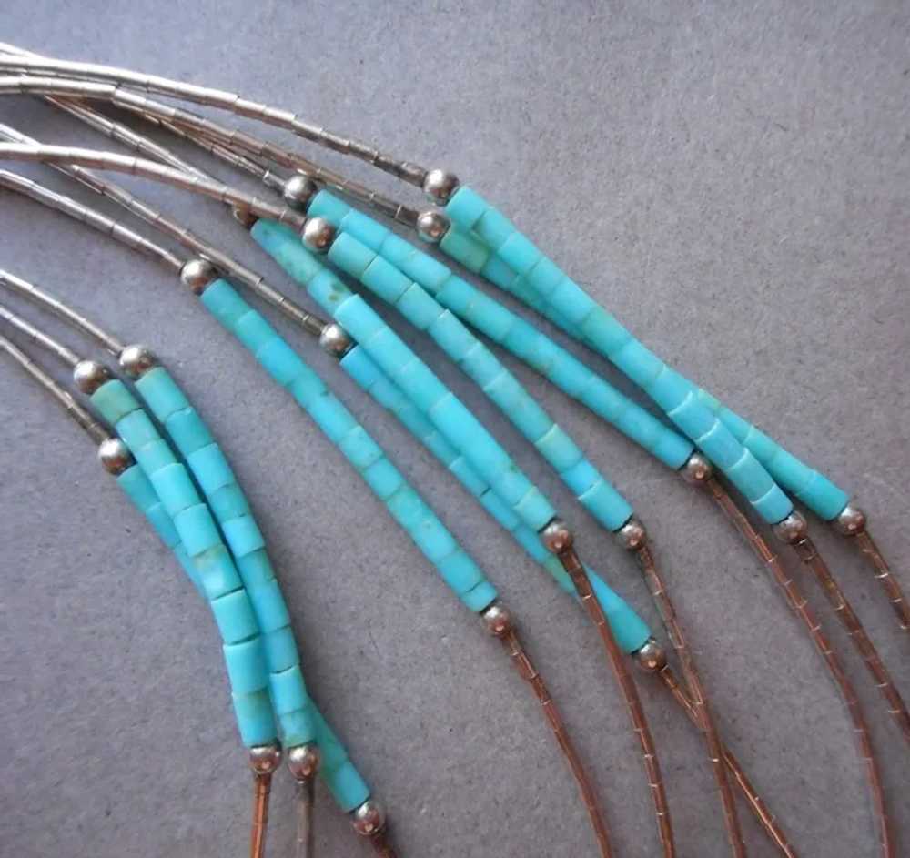 Native American 10 Strand Necklace Sterling Liqui… - image 4