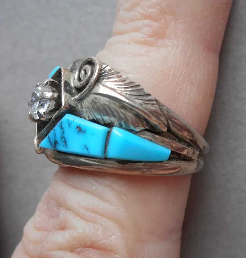 Native American Turquoise CZ Sterling Silver Ring… - image 10