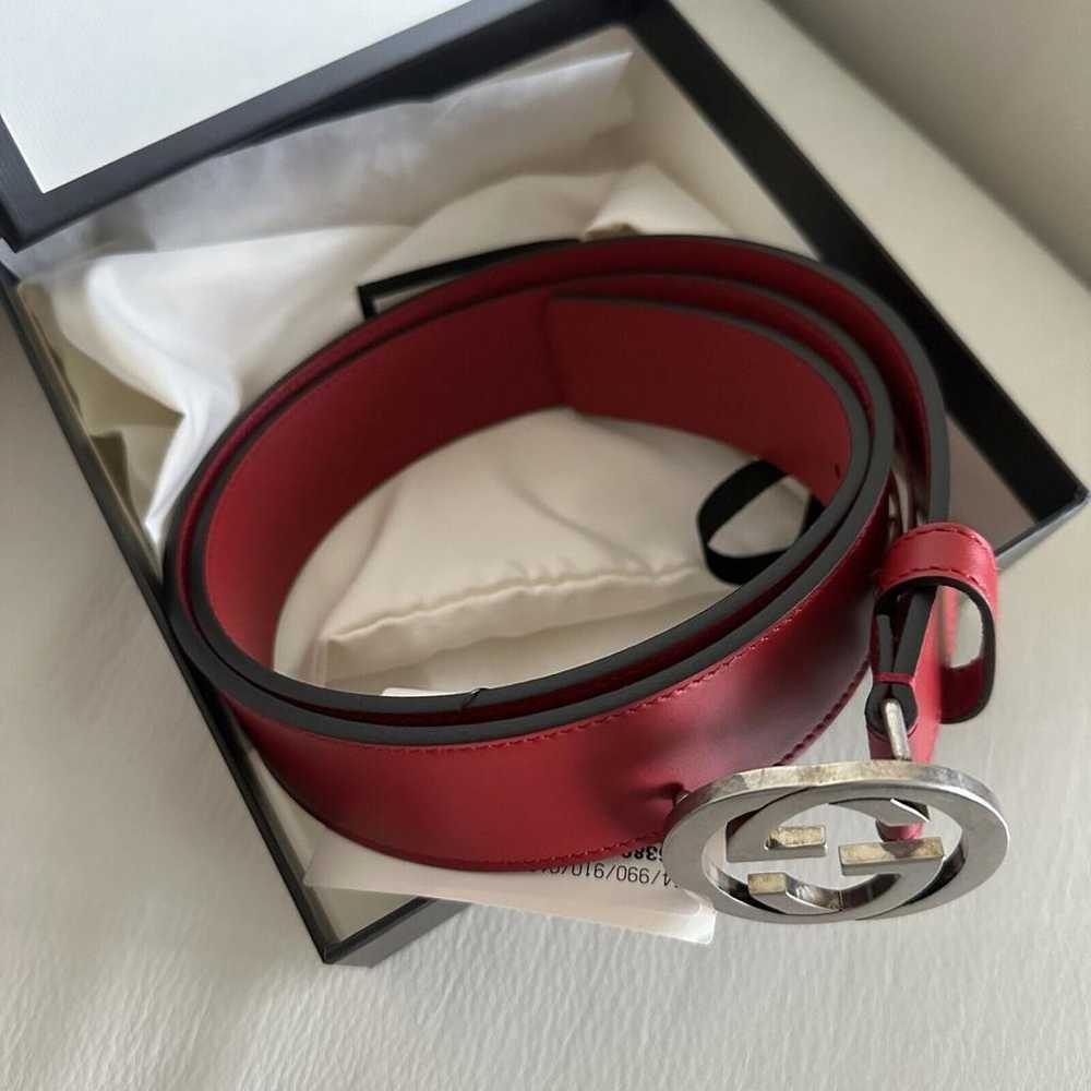 Gucci Interlocking Buckle leather belt - image 5