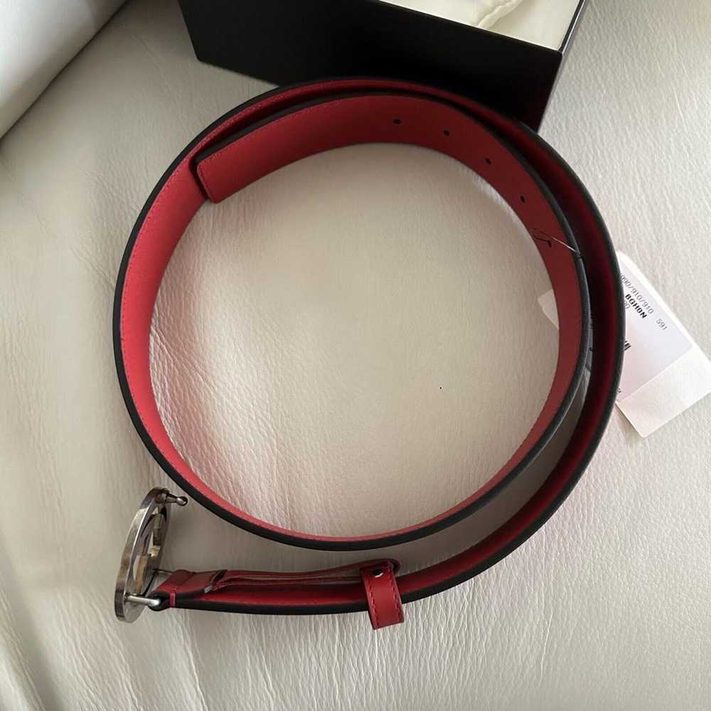 Gucci Interlocking Buckle leather belt - image 7