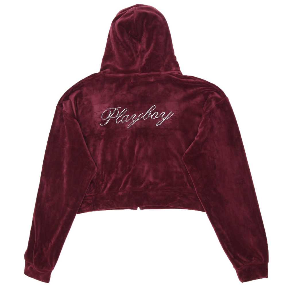 Y2K Playboy Velour Full Zip Crop Hoodie - image 2