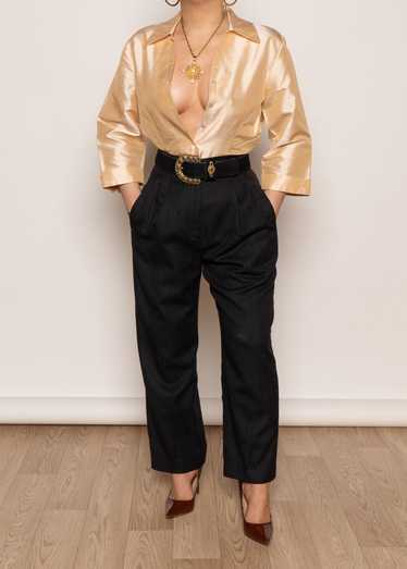 Vintage Gold Silk Blouse - image 1