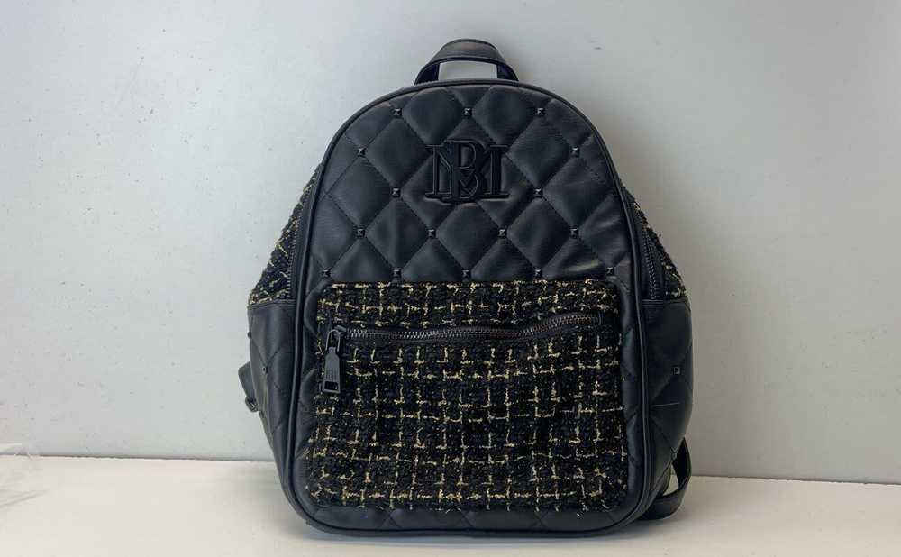 Badgley Mischka Studded Tweed Mini Backpack Black - image 1